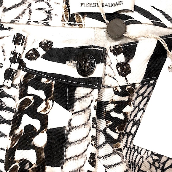 NWOT Pierre Balmain Black and White Print Jean - Picture 5 of 8